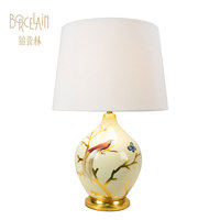 Nouvelle lampe de table en céramique à motifs floraux et d'oiseaux chinois, design haut de gamme