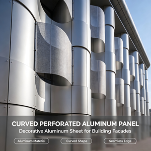 Panneau en aluminium perforé courbé, plaque décorative pour façade, revêtement extérieur de bâtiment - Product Image 1