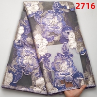 Kain Jacquard Brokat Renda Afrika Mode Penyepuhan Jala Bunga Kain Jacquard Renda Prancis untuk Gaun Pernikahan 2533