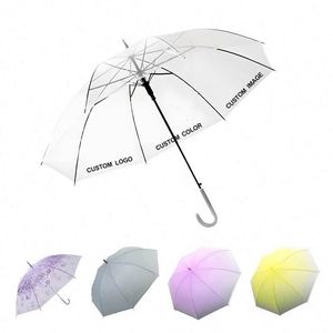 Customized Personalized Logo Gradient Transparent Umbrella Long-handled Umbrella Color Transparent Umbrella Promotional <b>Gift</b> - Product Image 1