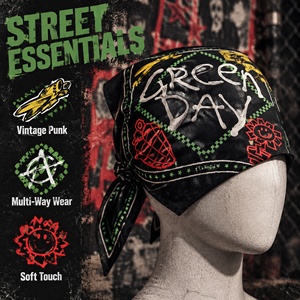 Bandana Hip Hop pour Femme, Bandeau Vert, Foulard Imprimé Lettres, Durable, Mode Urbaine Automne, Concerts, Punk <span class=keywords><strong>Rock</strong></span> - Product Image 2