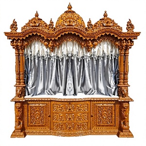 Templo/Mandir Moderno de Madera de Teca Tallada con Base Abierta, Unidad de Pooja Hindú de Madera de Teca al por Mayor, Templo de Madera Sagwan de Gran Tamaño para el Hogar - Product Image 4