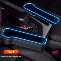 Organizador Lateral de Asiento de Cuero PU Rapo con Luz Ambiental LED RGB, Caja de Almacenamiento con Carga Rápida para Interior de Auto Universal