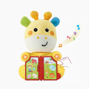Animal en peluche tourner la page puzzle jouet <span class=keywords><strong>girafe</strong></span> douce avec lumière et musique jouets en peluche en peluche - Product Image 1