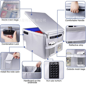 Fireproof Document <b>Box</b> 39.5x31x25.5cm Silver Water Resistant Storage Organizer for Office <b>Files</b> and Valuable Data - Product Image 3