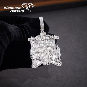 Nuevo Colgante de Moissanita <span class=keywords><strong>SRAE</strong></span> Blanco Personalizado con Cadena, Estilo Hip Hop, Chapado en Oro Blanco sobre Plata de Ley, Joyería Iced Out - Product Image 1
