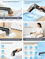 Nettoyeur de tapis et de tissus d'ameublement 1700W 105 ℃   Nettoyeur Vapeur Tissus Chaud/Froid, Détachant, Aspiration 16000Pa, Réservoir Eau Propre 1600ml