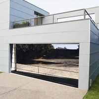Porte de garage sectionnelle automatique en verre trempé sans cadre, à vue complète, pour villa moderne