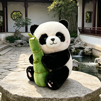 Boneka Panda Memegang Bambu Bahan Flanel PP Cotton Plush, Bantal Mainan, Suvenir Perjalanan, Hadiah Ulang Tahun untuk Anak-Anak