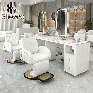 High Quality Double <b>Mirror</b> <b>Dressing</b> Station for Beauty Salons Hair Salon <b>Vanity</b> <b>Table</b> with Arched <b>Mirror</b> Salon Makeup <b>Table</b> - Product Image 3