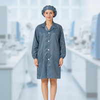 Blouse de laboratoire antistatique tissée unie avec fermeture boutonnée, à motif quadrillé, pour salle blanche, avec poignets élastiques, anti-poussière, uniforme de travail pour l'électronique