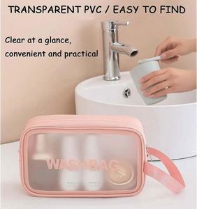 <b>Pink</b> Cosmetic Bag Custom Logo Printed Fashion Makeup Bag Waterproof Frosted Pvc Bag - Product Image 6
