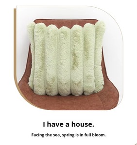 Soft Plush <b>Lumbar</b> <b>Support</b> Pillow Ribbed Stripe Back Cushion Decorative Throw Pillow for Sofa Bed <b>Office</b> <b>Chair</b> Home Decor - Product Image 5