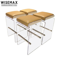 WISEMAX – chaise de bar au design unique et moderne, base en acrylique, tabouret de bar avec rembourrage, siège en tissu pour la cuisine, le comptoir et le café