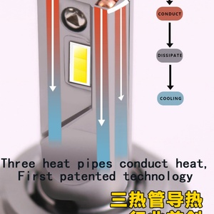 Car Auto Light Triple Heat Hipe LED Headlight H1 H4 H7 H11 9005 9006 9012 LED Headlight 51W 65W Led Headlight Bulbs - Product Image 4