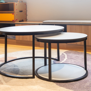 Resistencia al calor seco DEBO Forma redonda Varias superficies Mesa HPL Corte a medida - Product Image 4