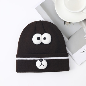 Hàn Quốc dễ thương phim hoạt hình mắt bé Beanie Hat mềm mù<span class=keywords><strong>a</strong></span> đông ấm áp bé trai sơ sinh cô gái mũ nắp ca-pô rắn trẻ sơ sinh trẻ mới biết đi trẻ em dệt kim mũ - Product Image 6