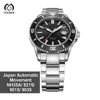 Montre de plongée mécanique à cadran noir pour hommes, étanche à 200m, avec logo personnalisé, montre de plongée automatique de 40mm