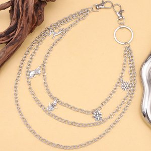 Chaîne de taille Yueli style européen et américain, pendentif flocon de neige en métal multicouche, cadeau de Noël, chaîne de corps unisexe tendance - Product Image 4