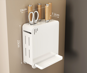 Estante de cocina blanco Ermo, soporte para cuchillos, almacenamiento multifuncional, caja de especias, soporte para cuchillos para colgar en la pared, utensilios de cocina, espátula - Product Image 4