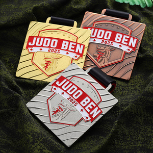 2025 Year Zinc Alloy <strong>Metallic</strong> Medals Karate Dragon Judo Jiu-Jitsu Custom Metal square <strong>Shape</strong> Large Gold Silver Bronze Medals - Product Image 6