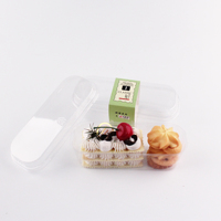 Boîte en plastique de gâteau de livraison rapide d'usine emballage à clapet récipient alimentaire dessert pudding boîte rectangulaire claire