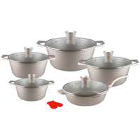Ensemble de 10 pièces en céramique et verre Pot en alliage d'aluminium Poêle à flamme ouverte Pot à soupe spécial à fond plat Poêle à frire et pot à lait