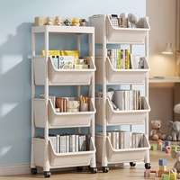 Chariot utilitaire à roulettes blanc en plastique, non pliable, à trois niveaux, étagère de rangement de cuisine, design multifonctionnel, matériau PP