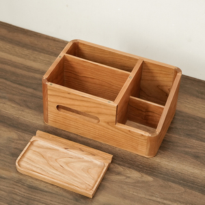 Đa Chức Năng Gỗ Anh Đào Hộp Chủ Với Lưu Trữ Phòng Khách Văn Phòng Bằng Gỗ Bàn Tổ Chức Cho Điều Khiển Từ Xa Bán Buôn Tùy Chỉnh - Product Image 2