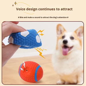 FishPrincess morbido lattice interattivo Rugby oliva da masticare pallina da Tennis Squeaky cani pulizia denti cane animali giocattoli - Product Image 2