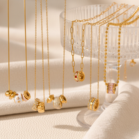 Collier pendentif tendance en acier inoxydable plaqué or 18 carats avec chaîne en bambou pour femme, bijoux à breloques DIY, étanche