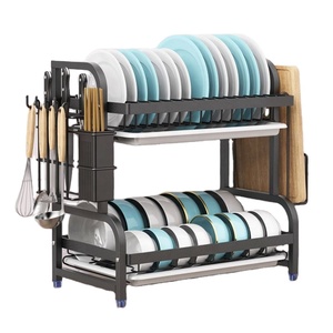 Étagère à vaisselle multi-niveaux en métal pour comptoir, durable, accessoires de cuisine, rangement pour vaisselle, bols, organisateur d'évier - Product Image 1