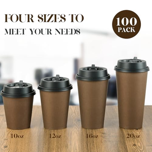 Vasos de Papel Kraft de Doble Pared de 16 oz, Ecológicos, Impermeables, Personalizados, con Tapas, para Cafeterías, Fiestas, Diseño en Relieve Portátil - Product Image 2