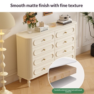 Lxyx Cream Style Solid Wood Integrated Cabinet Luxury Drawer <b>Chest</b> Bedside Table Wall Mounted <b>Storage</b> Cabinet for Bedroom - Product Image 3