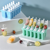 Moule à glaces en silicone à 12 cavités avec bâtonnets, antiadhésif, facile à démouler, pour la maison, la cuisine et les fêtes