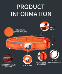 KingHon Air <b>Tag</b> Protector <b>Dog</b> Collar Adjustable Heavy Duty Breathable Nylon Pet Collars Reflective Gps Collar With Airtag Case - Product Image 6