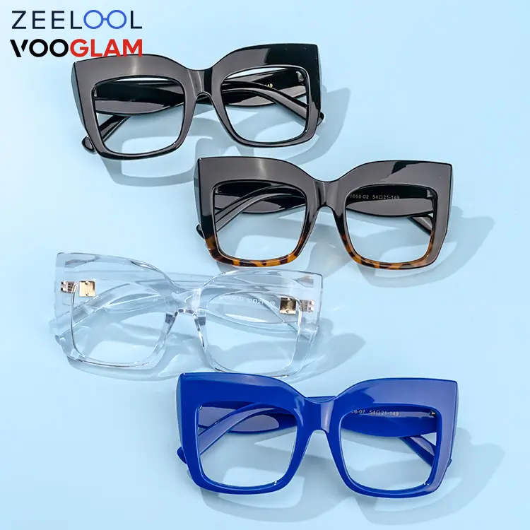 Glasses Optical Frame Zeelool Fashionable Customized TR90 Square Cat Eye Shaped Oversized Thick Optical Glasses Frame