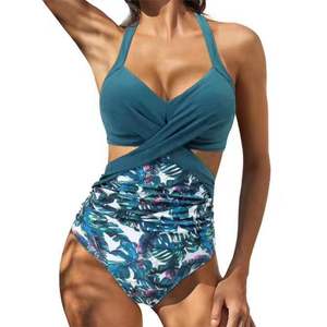 Maillot de bain une pièce découpé pour femme, push-up, style halter, tenue de plage, monokini - Product Image 5