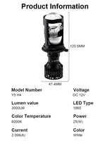Phares de voiture LED 50W chauds Y5 H4 projecteur lumière Mini ventilateur 6000K température de couleur pour IX35 X1 A3 X4 X6 Golf A7 X3 X5 avant