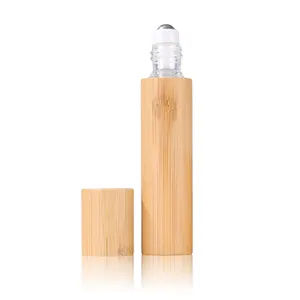 Bamboo Shell 3ml Roll On Glass Bottles 5ml 10ml Essential Oils With Stainless Steel Roller Balls Container