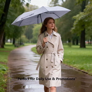 Parapluie manuel à six baleines, pliant en trois, design classique, en vinyle, avec logo imprimé, pour voyage, diamètre ouvert 99 cm, vente en gros - Product Image 6