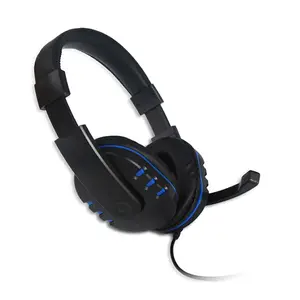 Headphone Game Berkabel Stereo USB 3.5Mm, Headset Game LED Over-Ear dengan Mikrofon Kontrol Suara untuk Gamer Komputer Laptop