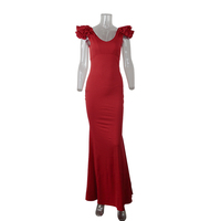 Vestido de Noche Elegante de Alta Calidad, Cuello en V, con Volantes, Sin Mangas, para Fiesta Formal, Vestido de Gala para Mujer