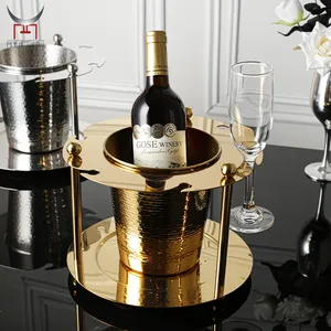 Şampanya soğutma kova bardak tutucu teşhir tepsisi restoran dekor 304 ışık lüks paslanmaz çelik şarap bardağı buz kovası tutucu