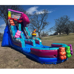 Inflatable thư bị trả lại nhà với trượt nước hồ bơi <span class=keywords><strong>Slide</strong></span> gấu kẹo trượt nước cho hồ bơi - Product Image 1