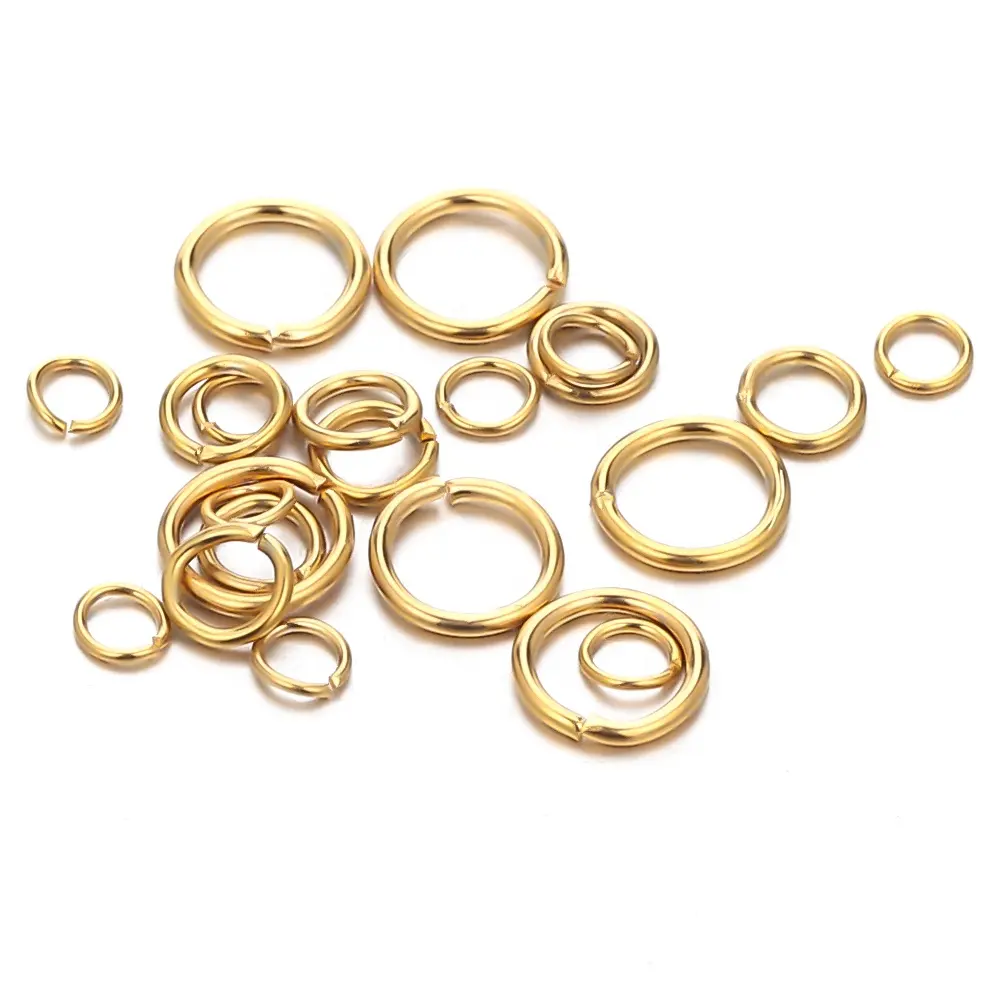 Conectores de anillo dividido abierto, accesorios para hacer joyas DIY, suministros, anillos de salto de acero inoxidable chapados en oro PVD