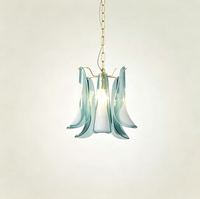 Lustre en verre de Murano au design italien moderne, bleu clair, LED haute luminosité pour chambre à coucher, salon, escalier