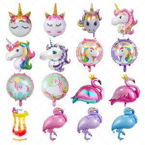 بالونات قوس قزح يونيكورن 32 بوصة برقائق فويل رقم 1 أطفال وحيد القرن موضوع حفلة عيد ميلاد زينة حفل استحمام الطفل غلوبوس - Product Image 1