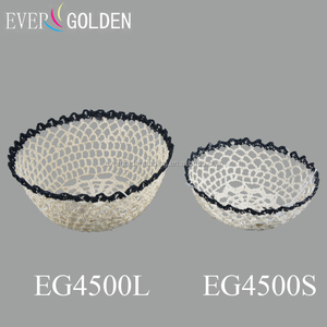 Cesto in Rattan di frutta e verdura lavorato a mano all'uncinetto <span class=keywords><strong>verde</strong></span> ed ecologico 21x21x8cm - Product Image 2