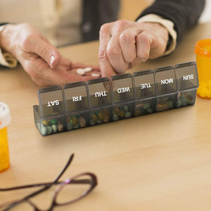 Haftalık ilaç kutusu hap saklama kutusu büyük bölmeli Vitamin planlayıcısı siyah haftalık hap saklama kutusu yükseltilmiş açık tasarım ile - Product Image 5